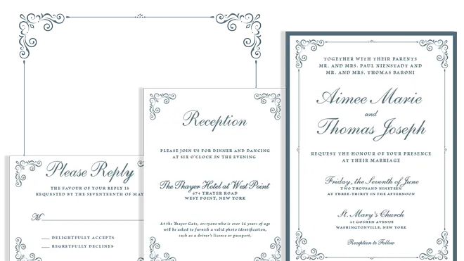 Custom floral wedding invitation suite with matching envelope liner