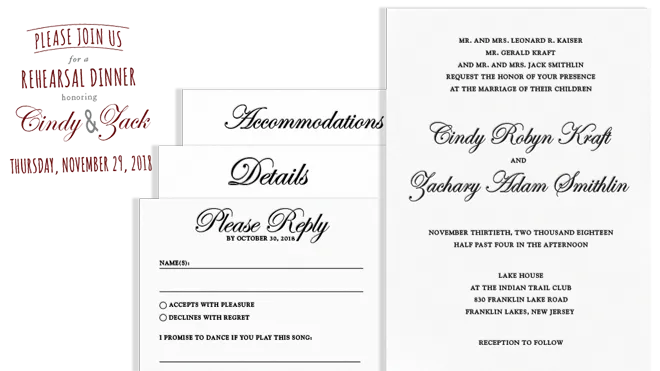 Custom wedding invitation suite by Elegant Invites